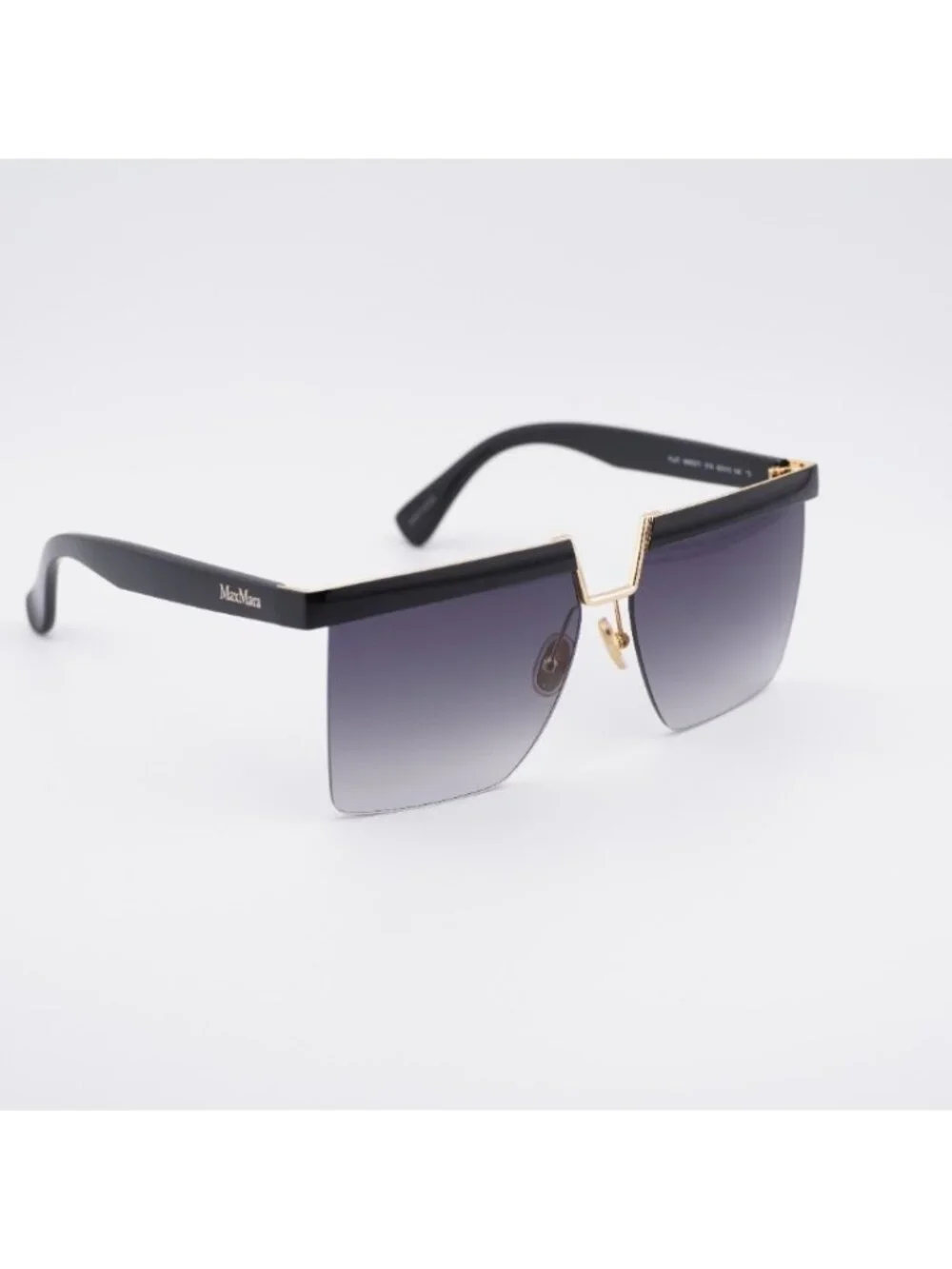 Max Mara MM0071 01A Sunglasses Shiny Black Square Frame, Smoke Lenses